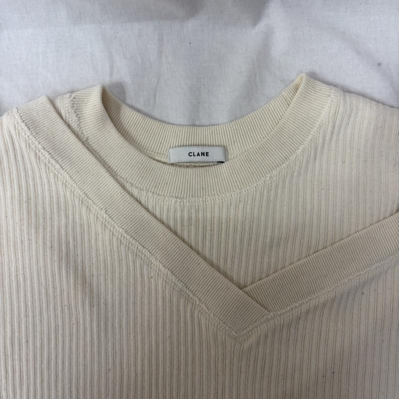 クラネ CLANE カットソー 長袖 11105-2092 アシンメトリーショルダートップス アイボリー SIZE:1 1 無地 アイボリー / アイボリー / レディース USED 古着 中古 50159724