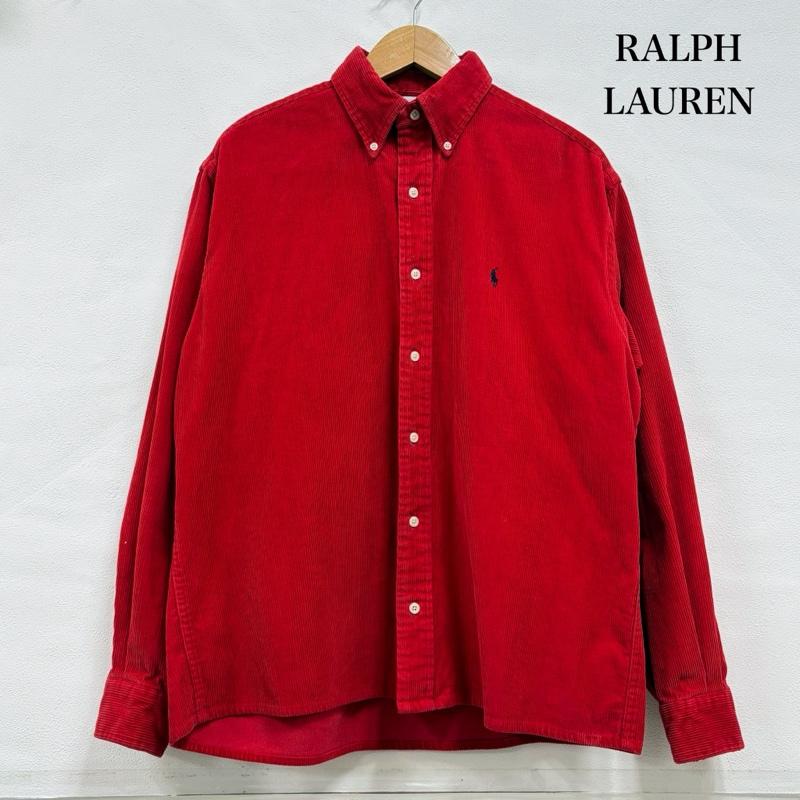 ラルフローレン RALPHLAUREN シャツ、ブラウス 長袖 90s コーデュロイ 長袖 シャツ ボタンダウン ポニー 刺繍 BLAIRE ヴィンテージ vintage M ワンポイント X ロゴ、文字 X 刺繍 赤 / レッド / red X 紺 / ネイビー / navy メンズ USED 古着 中古 50159743