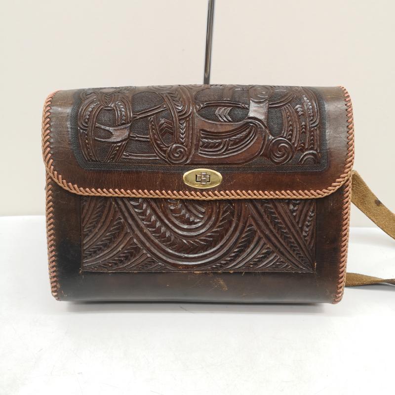 古着 USED ショルダーバッグ ショルダーバッグ カービング レザー バッグ ヴィンテージ - 茶 / ブラウン / brown レディース USED 古着 中古 50159749