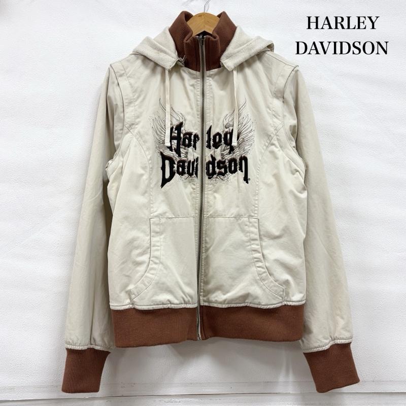 ハーレーダビッドソン Harley-Davidson ジャケット、上着 ジャンパー、ブルゾン 3way リバーシブル ブルゾン ジャケット ロゴ 刺繍 ベスト ナイロン ニット L ロゴ、文字 X 刺繍 ベージュ / ベージュ / beige X 茶 / ブラウン / brown X 黒 / ブラック / black レディース USED 古着 中古 50159823