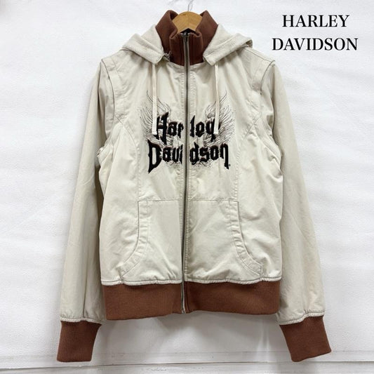 ハーレーダビッドソン Harley-Davidson ジャケット、上着 ジャンパー、ブルゾン 3way リバーシブル ブルゾン ジャケット ロゴ 刺繍 ベスト ナイロン ニット L ロゴ、文字 X 刺繍 ベージュ / ベージュ / beige X 茶 / ブラウン / brown X 黒 / ブラック / black レディース USED 古着 中古 50159823