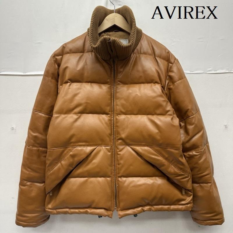 アヴィレックス AVIREX ジャケット、上着 ダウンジャケット レザー ダウン ジャケット 611104 M キャメル / キャメル / メンズ USED 古着 中古 50159828