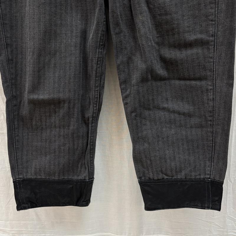 キャピタル KAPITAL ボトムス ボトムス ヘリンボーン 七分丈 パンツ 2タック 月桂樹ボタン 裾レザー XS メンズ USED 古着 中古 50159834