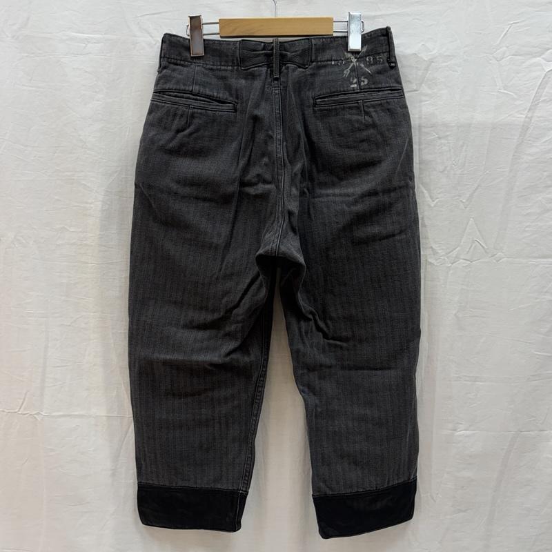 キャピタル KAPITAL ボトムス ボトムス ヘリンボーン 七分丈 パンツ 2タック 月桂樹ボタン 裾レザー XS メンズ USED 古着 中古 50159834