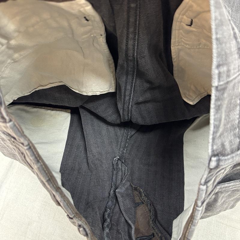 キャピタル KAPITAL ボトムス ボトムス ヘリンボーン 七分丈 パンツ 2タック 月桂樹ボタン 裾レザー XS メンズ USED 古着 中古 50159834