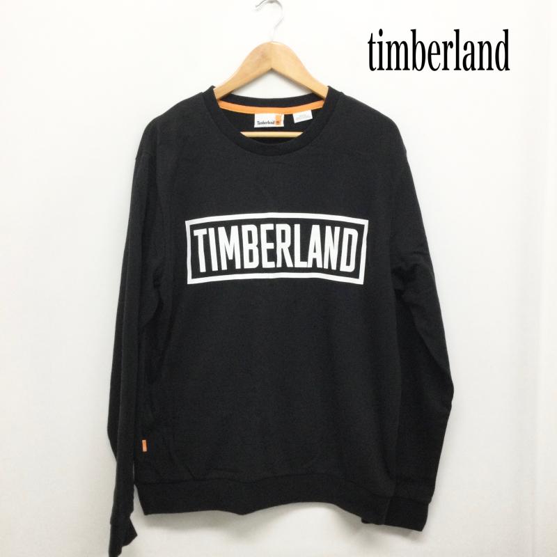 ティンバーランド Timberland トレーナー 長袖 timberland フロントロゴ スウェット　クルーネック XL ロゴ、文字 黒 / ブラック / black メンズ USED 古着 中古 50159852