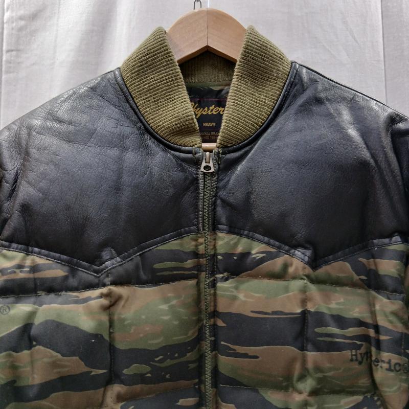 ヒステリックグラマー HYSTERIC GLAMOUR ジャケット、上着 ダウンジャケット タイガー カモフラ 柄 レザー ヨーク ダウン ジャケット FREE カーキオリーブ / カーキオリーブ / レディース USED 古着 中古 50159859