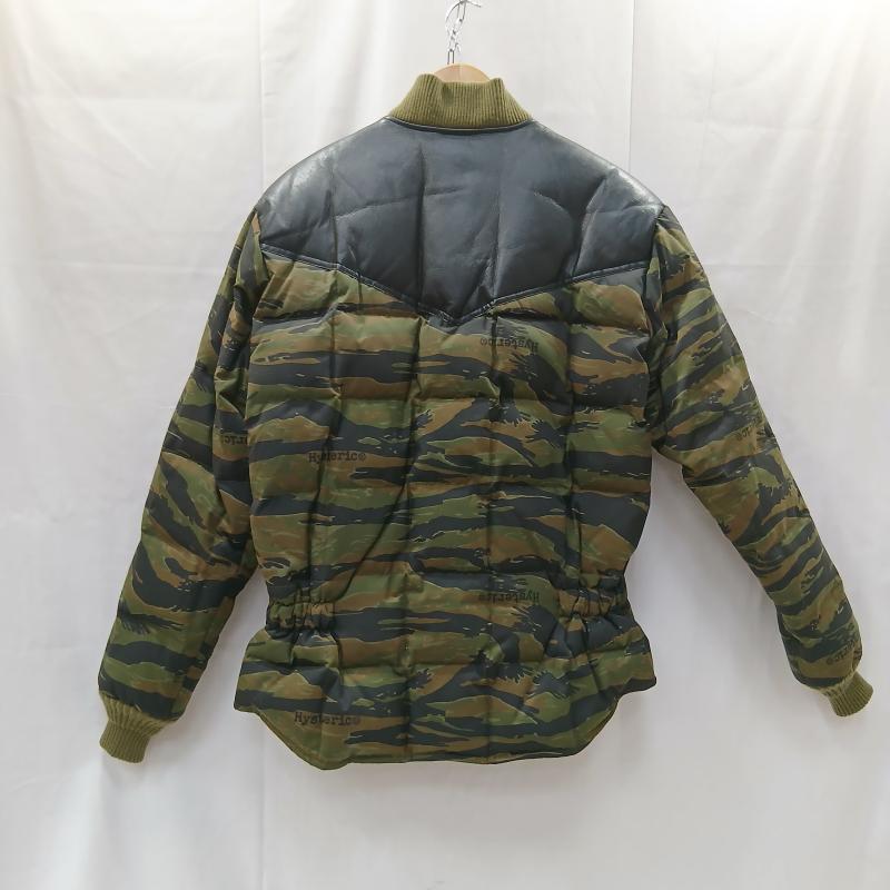 ヒステリックグラマー HYSTERIC GLAMOUR ジャケット、上着 ダウンジャケット タイガー カモフラ 柄 レザー ヨーク ダウン ジャケット FREE カーキオリーブ / カーキオリーブ / レディース USED 古着 中古 50159859