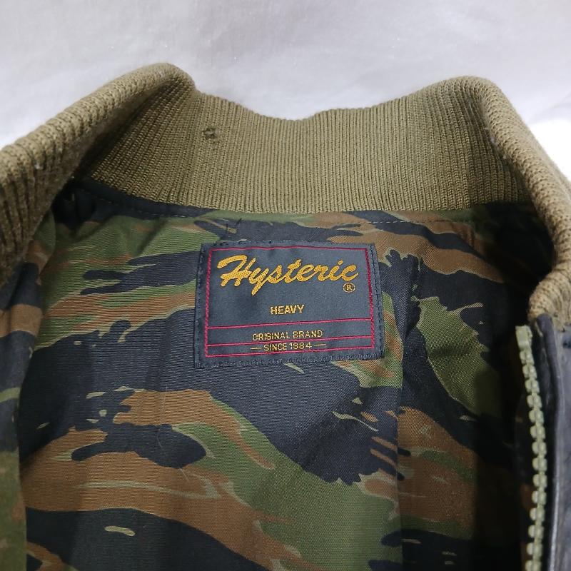 ヒステリックグラマー HYSTERIC GLAMOUR ジャケット、上着 ダウンジャケット タイガー カモフラ 柄 レザー ヨーク ダウン ジャケット FREE カーキオリーブ / カーキオリーブ / レディース USED 古着 中古 50159859