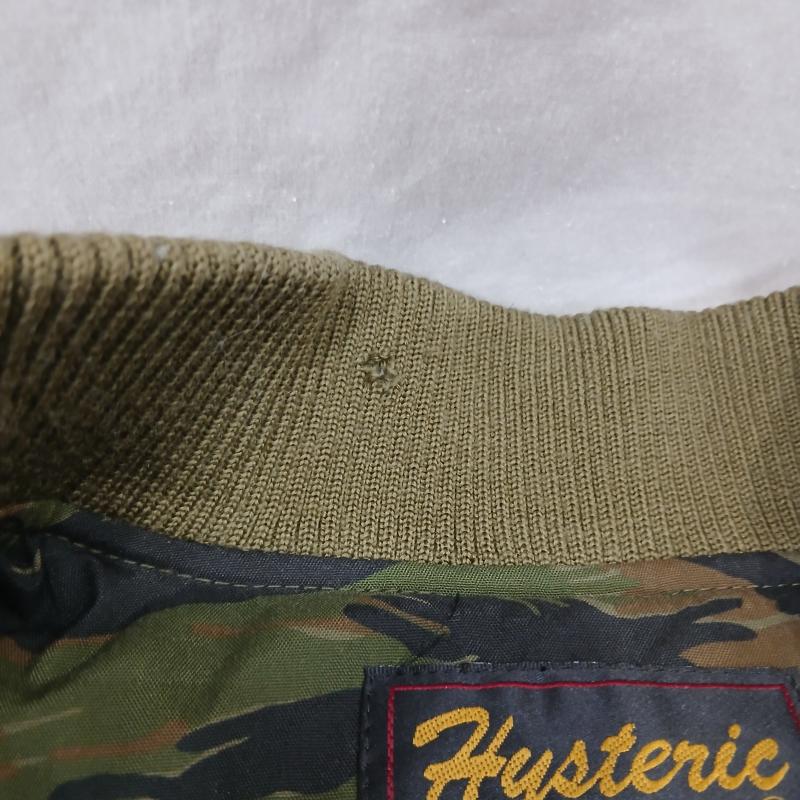 ヒステリックグラマー HYSTERIC GLAMOUR ジャケット、上着 ダウンジャケット タイガー カモフラ 柄 レザー ヨーク ダウン ジャケット FREE カーキオリーブ / カーキオリーブ / レディース USED 古着 中古 50159859