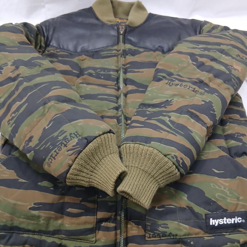 ヒステリックグラマー HYSTERIC GLAMOUR ジャケット、上着 ダウンジャケット タイガー カモフラ 柄 レザー ヨーク ダウン ジャケット FREE カーキオリーブ / カーキオリーブ / レディース USED 古着 中古 50159859