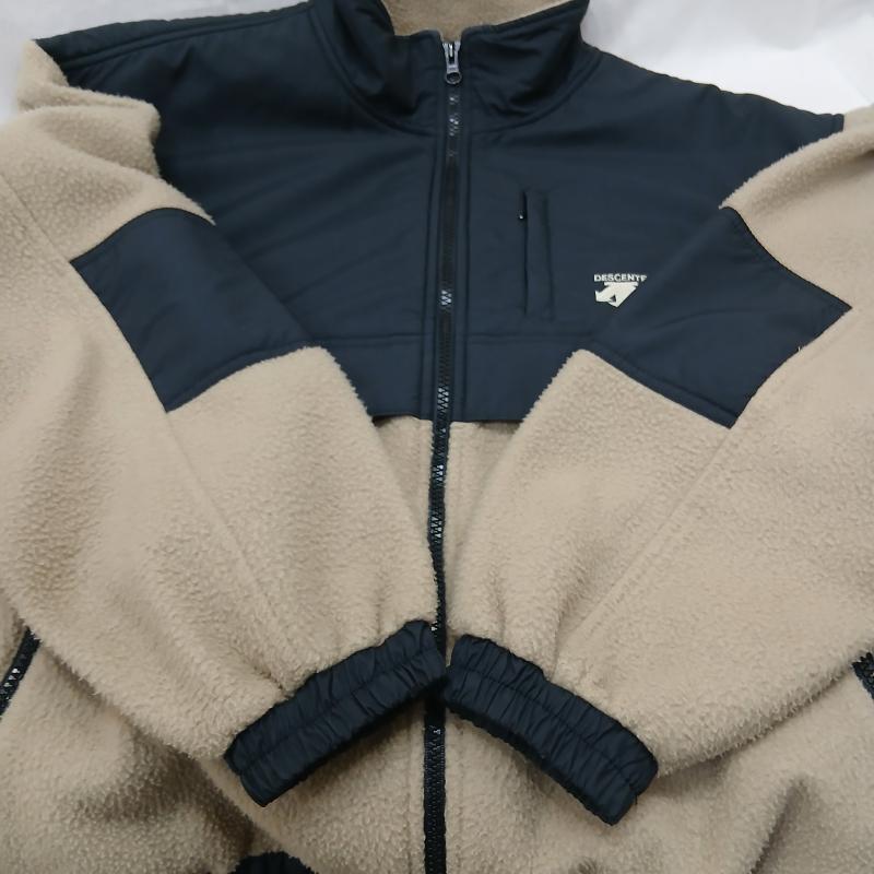 デサント DESCENTE ジャケット、上着 ジャンパー、ブルゾン 90s DYERSBURG フリース ジャケット S 黒 / ブラック / black X ベージュ / ベージュ / beige メンズ USED 古着 中古 50159867