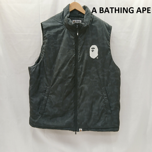 アベイシングエイプ A BATHING APE ジャケット、上着 ジャンパー、ブルゾン カモ柄 ナイロン 中綿 ベスト 迷彩 3XL - 黒 / ブラック / black メンズ USED 古着 中古 50159876