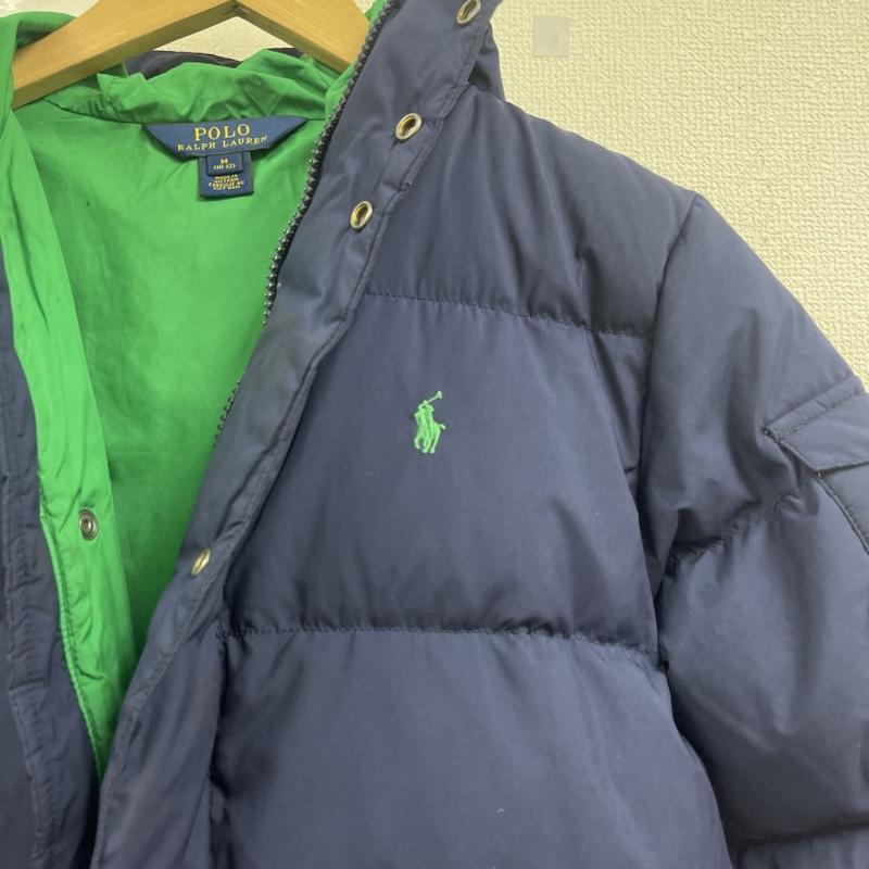 ポロラルフローレン POLO RALPH LAUREN ジャケット、上着 ダウンジャケット グリーン ポニー ロゴ 刺繍 フード ダウン ジャケット M 紺 / ネイビー / navy メンズ USED 古着 中古 50159904