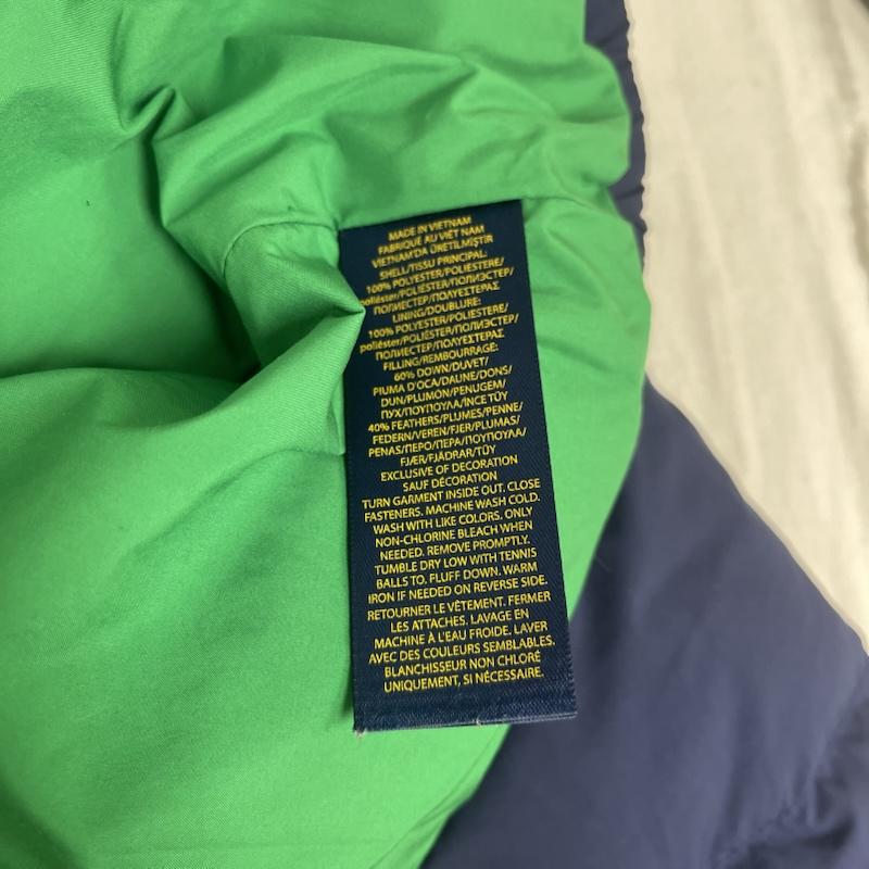 ポロラルフローレン POLO RALPH LAUREN ジャケット、上着 ダウンジャケット グリーン ポニー ロゴ 刺繍 フード ダウン ジャケット M 紺 / ネイビー / navy メンズ USED 古着 中古 50159904