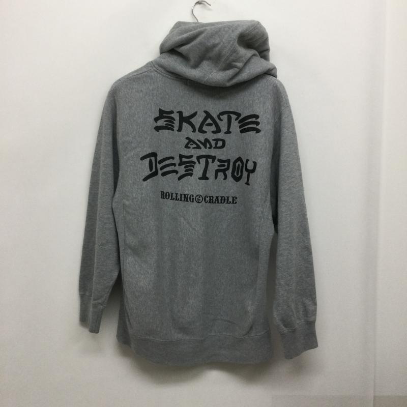 ローリングクレイドル ROLLING CRADLE パーカー 長袖 THRASHER × ROLLING CRADLE スラッシャー ローリングクレイドル 8BIT CYCLOPS SB HOODIE スウェットパーカー プルオーバー M プリント 灰 / グレー / gray メンズ USED 古着 中古 50159905