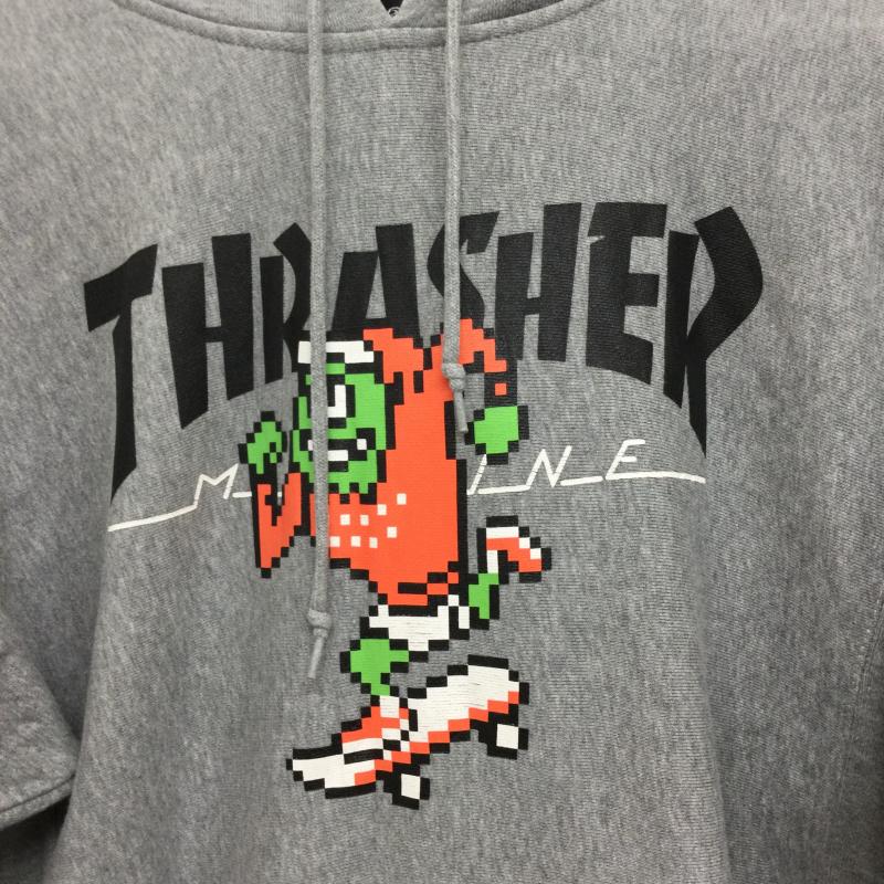 ローリングクレイドル ROLLING CRADLE パーカー 長袖 THRASHER × ROLLING CRADLE スラッシャー ローリングクレイドル 8BIT CYCLOPS SB HOODIE スウェットパーカー プルオーバー M プリント 灰 / グレー / gray メンズ USED 古着 中古 50159905