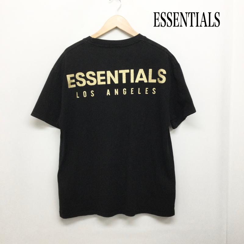 エッセンシャルズ ESSENTIALS Tシャツ 半袖 essentials tシャツ ラメロゴ　LOS ANGELES S ロゴ、文字 黒 / ブラック / black メンズ USED 古着 中古 50159909