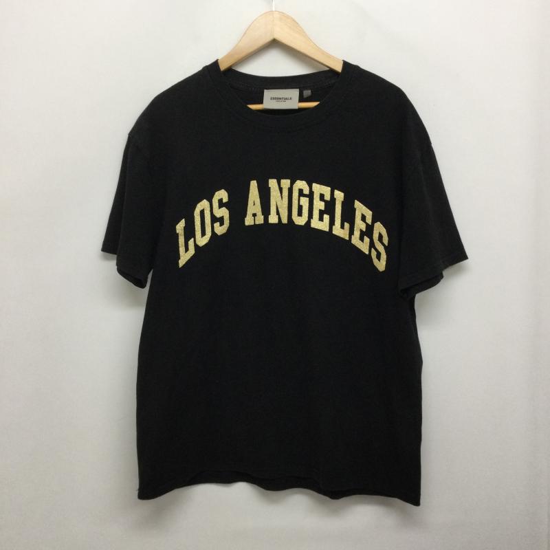 エッセンシャルズ ESSENTIALS Tシャツ 半袖 essentials tシャツ ラメロゴ　LOS ANGELES S ロゴ、文字 黒 / ブラック / black メンズ USED 古着 中古 50159909