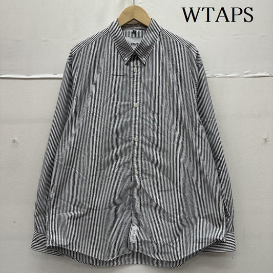 ダブルタップス WTAPS シャツ、ブラウス 長袖 COOLMAX Stripe B.D Shirts ストライプ シャツ 231GWDT-SHM03 3 白 / ホワイト / white X 灰 / グレー / gray メンズ USED 古着 中古 50159937