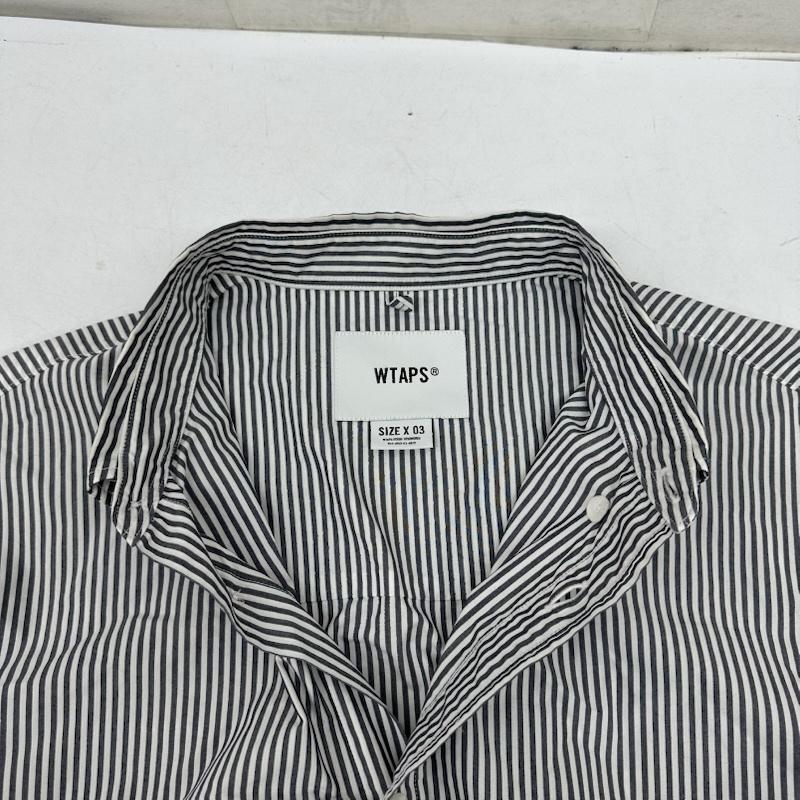 ダブルタップス WTAPS シャツ、ブラウス 長袖 COOLMAX Stripe B.D Shirts ストライプ シャツ 231GWDT-SHM03 3 白 / ホワイト / white X 灰 / グレー / gray メンズ USED 古着 中古 50159937