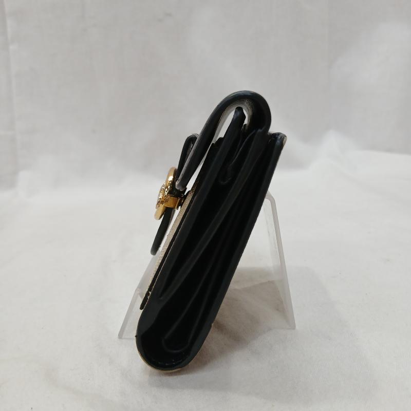 コーチ COACH 財布 二つ折り 馬車スナップ 二つ折り 財布 シネグチャー - 黒 / ブラック / black X ベージュ / ベージュ / beige レディース USED 古着 中古 50159943