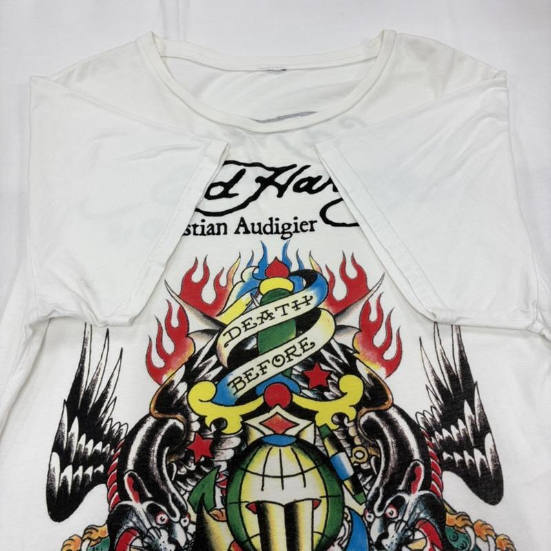 エドハーディー Ed Hardy Tシャツ 半袖 グラフィック プリント 半袖 Tシャツ ロゴ Y2K タトゥー スカル - プリント 白 / ホワイト / white X マルチカラー / マルチカラー / multicolor メンズ USED 古着 中古 50159963