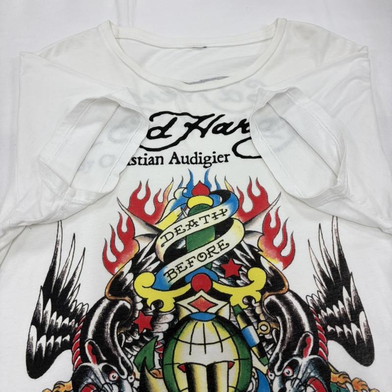 エドハーディー Ed Hardy Tシャツ 半袖 グラフィック プリント 半袖 Tシャツ ロゴ Y2K タトゥー スカル - プリント 白 / ホワイト / white X マルチカラー / マルチカラー / multicolor メンズ USED 古着 中古 50159963