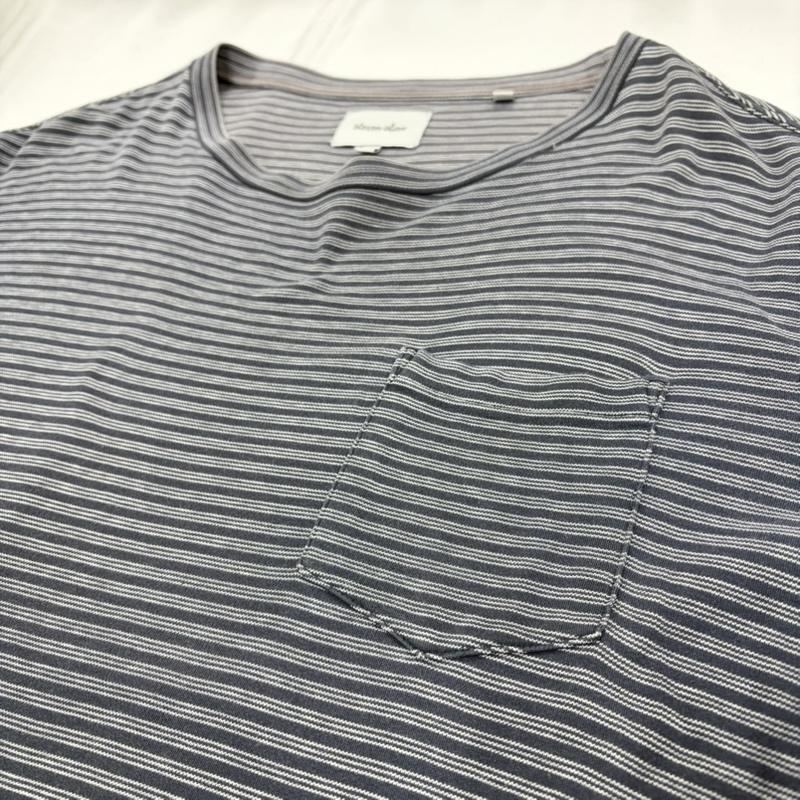 スティーブンアラン Steven Alan Tシャツ 半袖 ボーダー 半袖 ポケット Tシャツ ユナイテッドアローズ L ボーダー柄 紺 / ネイビー / navy X 白 / ホワイト / white メンズ USED 古着 中古 50159969