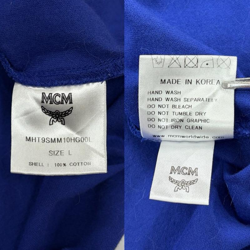 エムシーエム MCM Tシャツ 半袖 半袖 クルーネック ロゴ プリント Tシャツ L ロゴ、文字 X プリント 青 / ブルー / blue X 白 / ホワイト / white メンズ USED 古着 中古 50159984