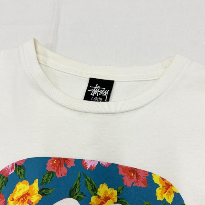 ステューシー STUSSY Tシャツ 半袖 スカル ボタニカル フラワー プリント 半袖 Tシャツ クルーネック L ロゴ、文字 X プリント 白 / ホワイト / white X マルチカラー / マルチカラー / multicolor メンズ USED 古着 中古 50159989