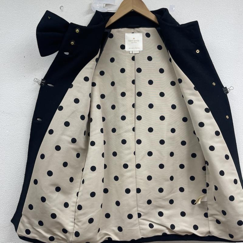 ケイトスペード Kate Spade コート コート一般 ビッグリボン 裏地 ドット柄 ウール コート アウター 2 黒 / ブラック / black レディース USED 古着 中古 50159991