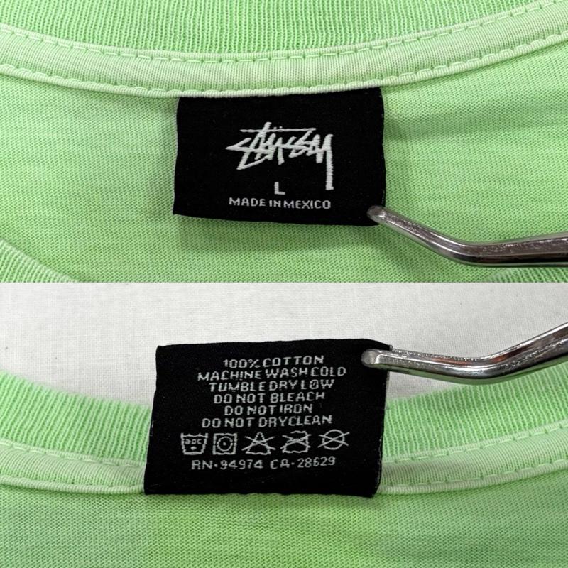 ステューシー STUSSY Tシャツ 半袖 半袖 クルーネック Tシャツ ウルフ トランプ プリント グラフィック メキシコ製 L プリント 黄緑 / イエローグリーン / X マルチカラー / マルチカラー / multicolor メンズ USED 古着 中古 50160001