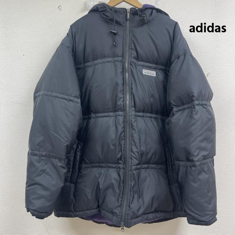 アディダス adidas ジャケット、上着 ダウンジャケット 90s 万国旗タグ ロゴ パッチ ジップアップ ダウン ジャケット L 黒 / ブラック / black メンズ USED 古着 中古 50160002