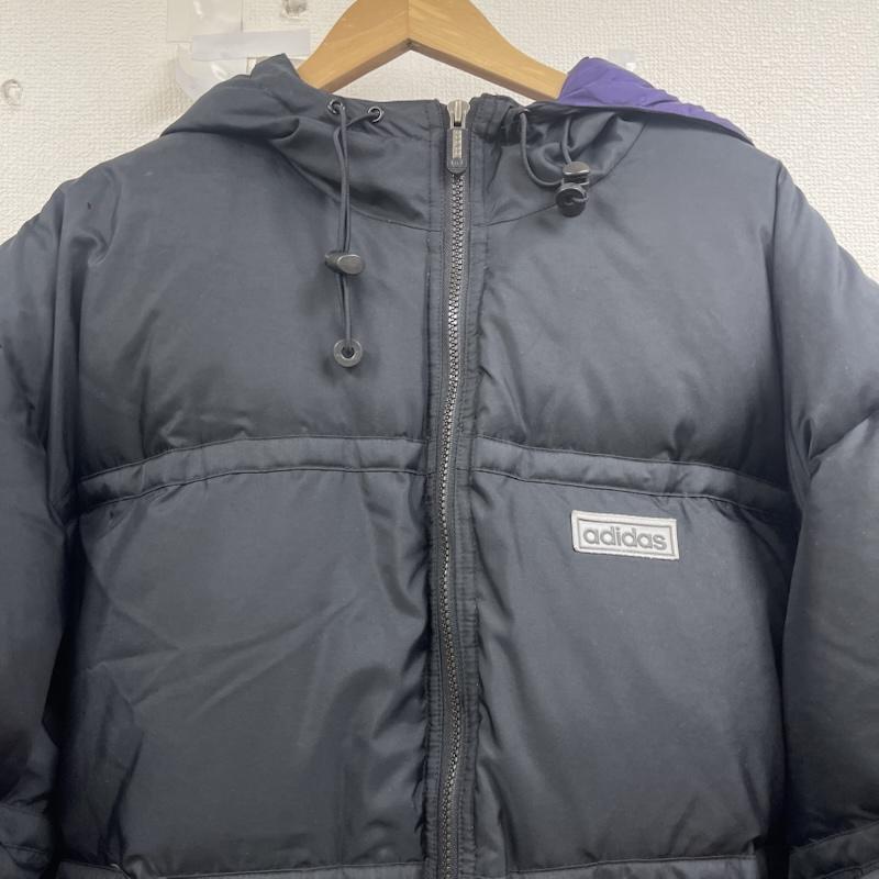 アディダス adidas ジャケット、上着 ダウンジャケット 90s 万国旗タグ ロゴ パッチ ジップアップ ダウン ジャケット L 黒 / ブラック / black メンズ USED 古着 中古 50160002