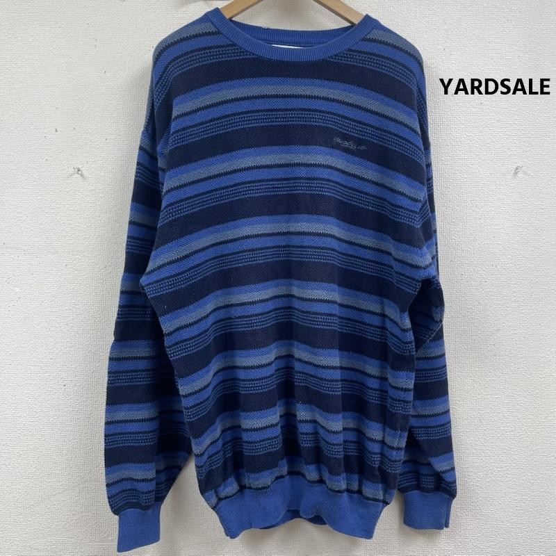 古着 USED ニット、セーター 長袖 YARDSALE Mirage Knit コットン ボーダー柄 ニット セーター XL 青 / ブルー / blue メンズ USED 古着 中古 50160003