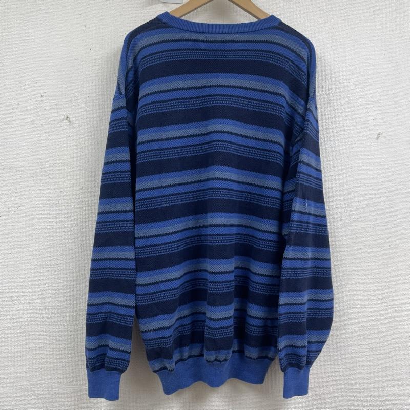 古着 USED ニット、セーター 長袖 YARDSALE Mirage Knit コットン ボーダー柄 ニット セーター XL 青 / ブルー / blue メンズ USED 古着 中古 50160003
