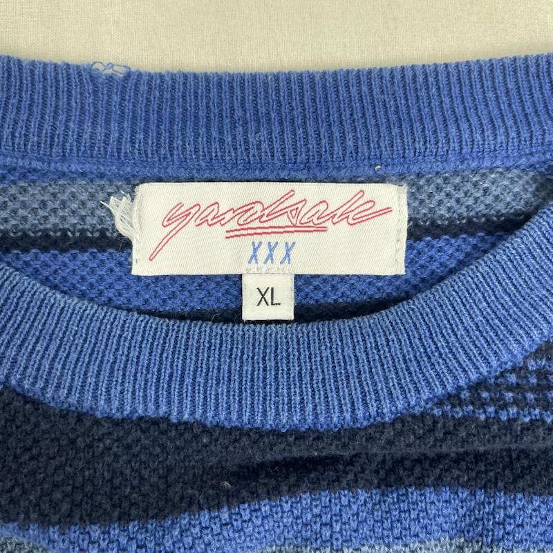 古着 USED ニット、セーター 長袖 YARDSALE Mirage Knit コットン ボーダー柄 ニット セーター XL 青 / ブルー / blue メンズ USED 古着 中古 50160003