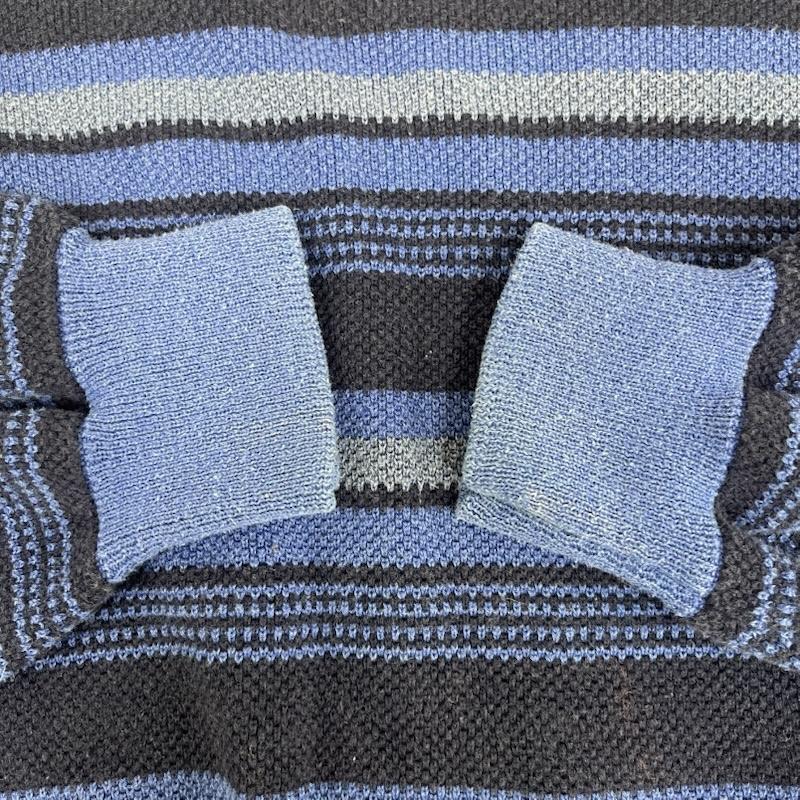 古着 USED ニット、セーター 長袖 YARDSALE Mirage Knit コットン ボーダー柄 ニット セーター XL 青 / ブルー / blue メンズ USED 古着 中古 50160003