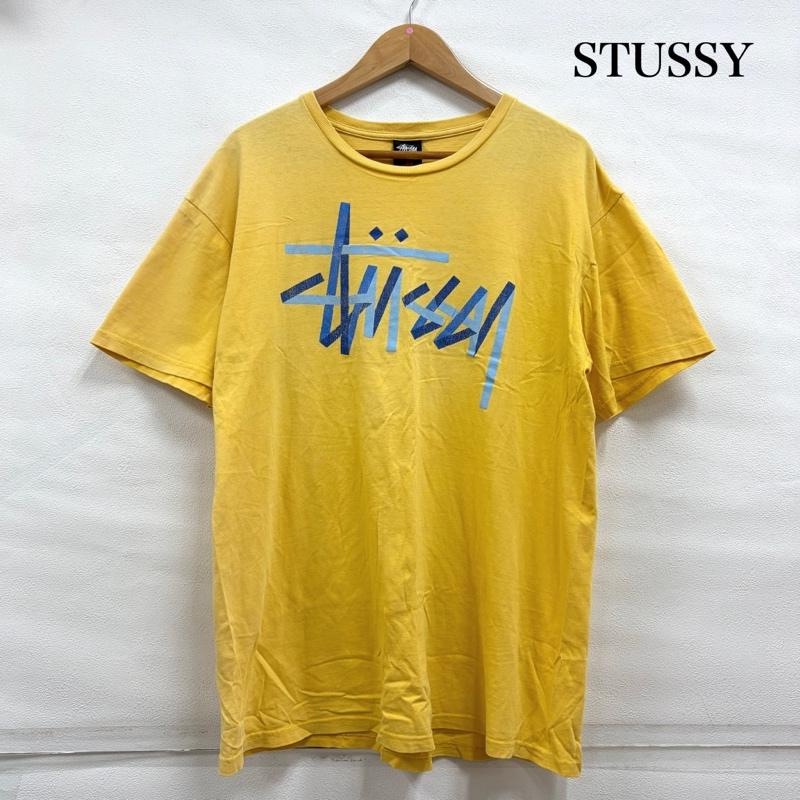 ステューシー STUSSY Tシャツ 半袖 OLD オールド 半袖 ロゴ プリント Tシャツ メキシコ製 L ロゴ、文字 X プリント 黄 / イエロー / yellow X 青 / ブルー / blue メンズ USED 古着 中古 50160012