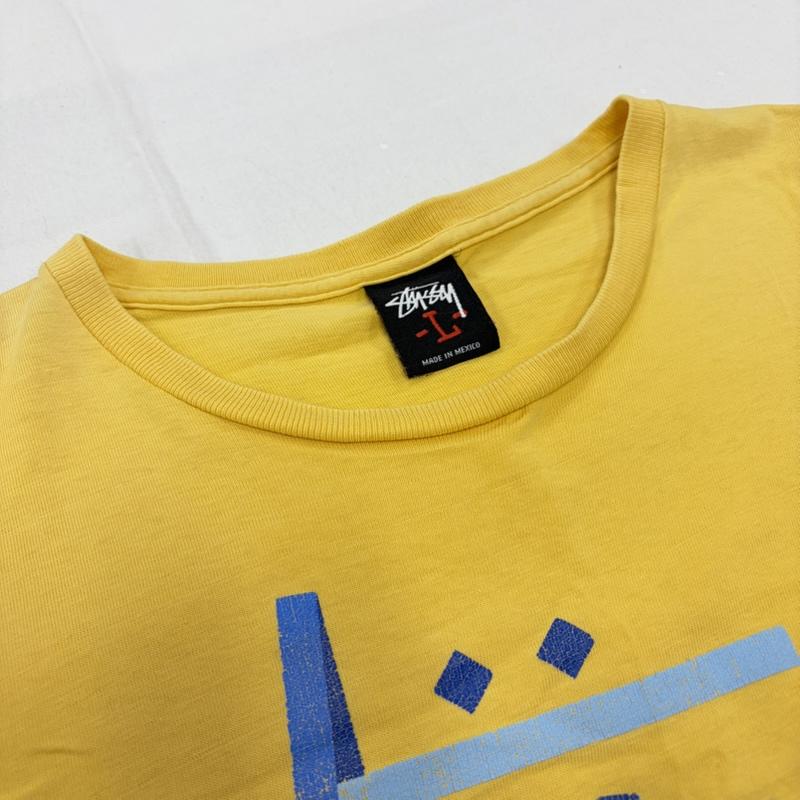 ステューシー STUSSY Tシャツ 半袖 OLD オールド 半袖 ロゴ プリント Tシャツ メキシコ製 L ロゴ、文字 X プリント 黄 / イエロー / yellow X 青 / ブルー / blue メンズ USED 古着 中古 50160012
