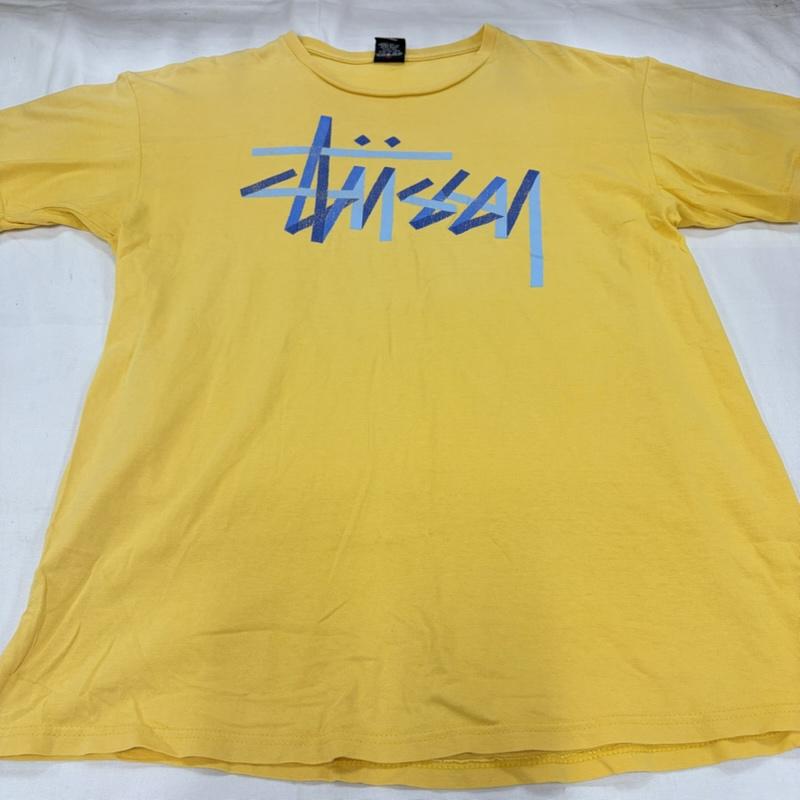 ステューシー STUSSY Tシャツ 半袖 OLD オールド 半袖 ロゴ プリント Tシャツ メキシコ製 L ロゴ、文字 X プリント 黄 / イエロー / yellow X 青 / ブルー / blue メンズ USED 古着 中古 50160012