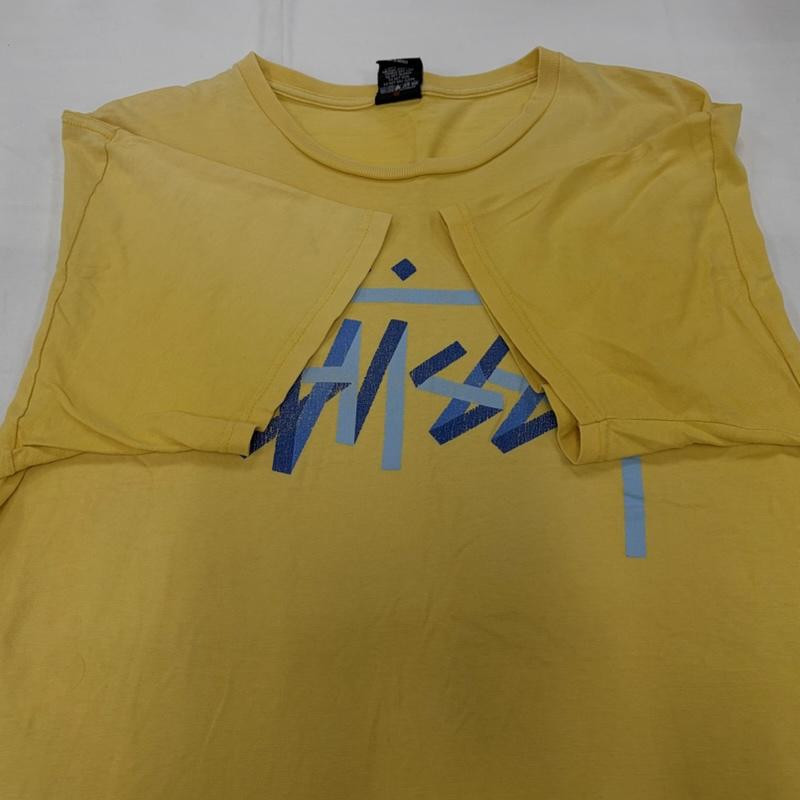 ステューシー STUSSY Tシャツ 半袖 OLD オールド 半袖 ロゴ プリント Tシャツ メキシコ製 L ロゴ、文字 X プリント 黄 / イエロー / yellow X 青 / ブルー / blue メンズ USED 古着 中古 50160012