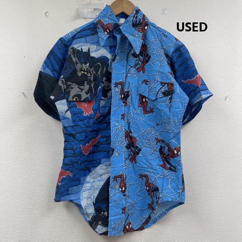 古着 USED シャツ、ブラウス 半袖 USA製 バットマン スパイダーマン ドッキング 半袖 シャツ M 青 / ブルー / blue メンズ USED 古着 中古 50160013