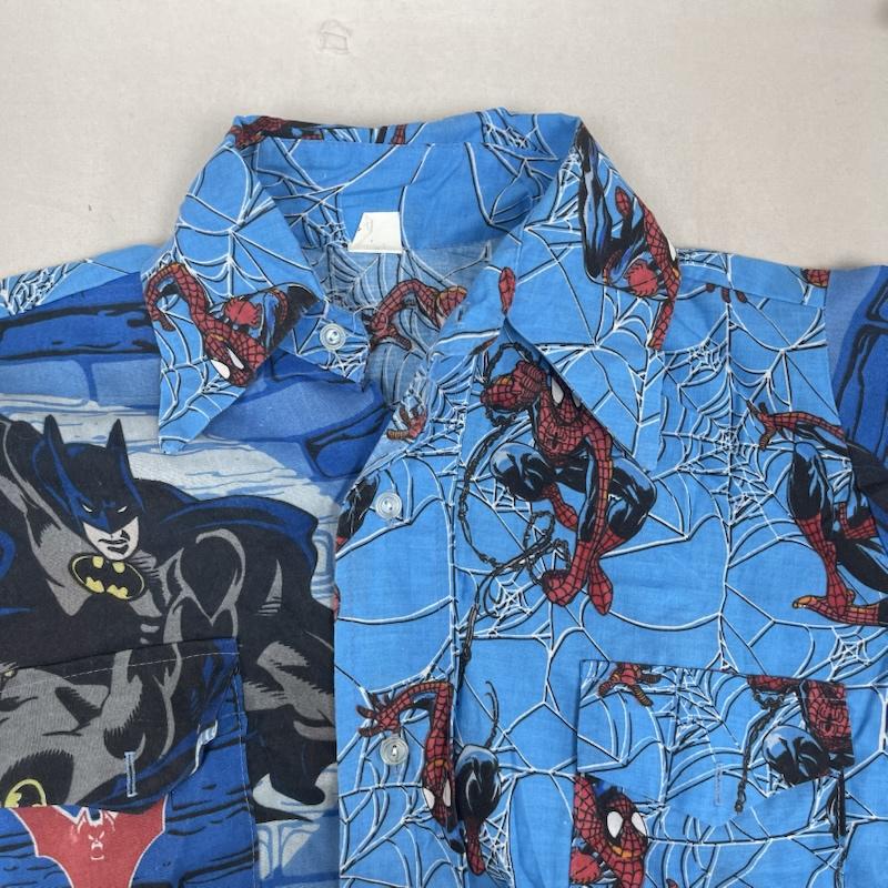 古着 USED シャツ、ブラウス 半袖 USA製 バットマン スパイダーマン ドッキング 半袖 シャツ M 青 / ブルー / blue メンズ USED 古着 中古 50160013