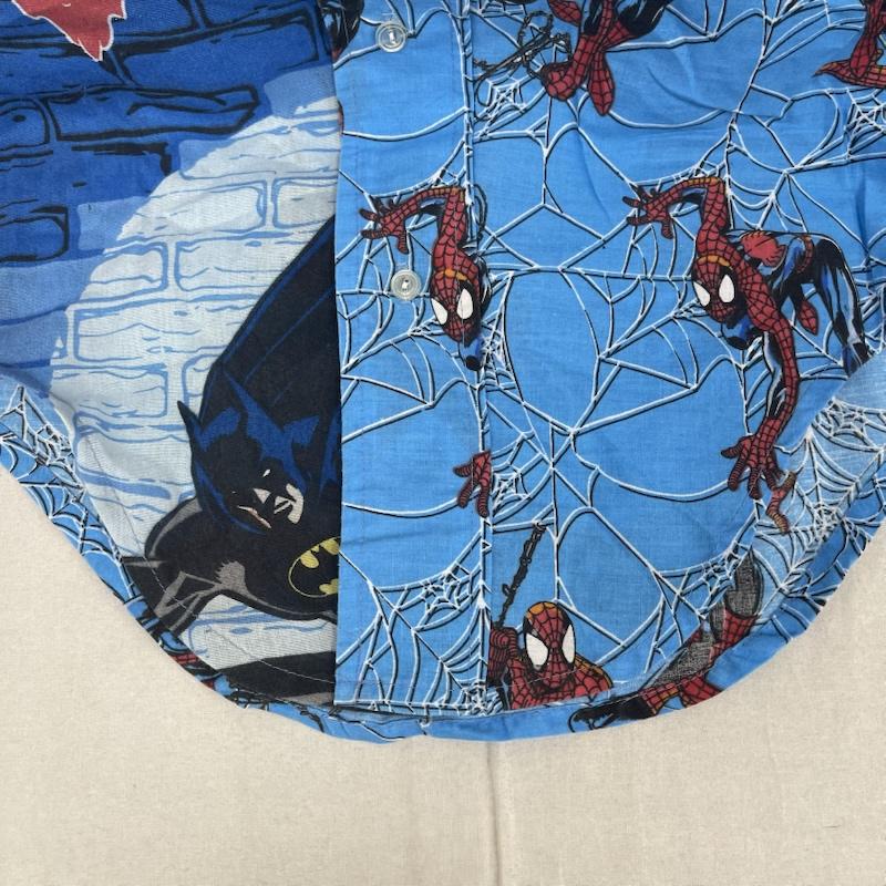 古着 USED シャツ、ブラウス 半袖 USA製 バットマン スパイダーマン ドッキング 半袖 シャツ M 青 / ブルー / blue メンズ USED 古着 中古 50160013