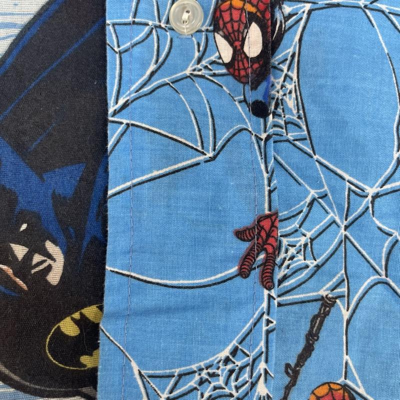 古着 USED シャツ、ブラウス 半袖 USA製 バットマン スパイダーマン ドッキング 半袖 シャツ M 青 / ブルー / blue メンズ USED 古着 中古 50160013