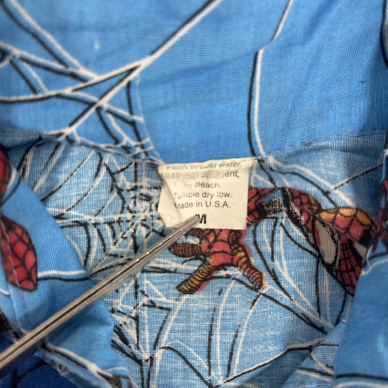 古着 USED シャツ、ブラウス 半袖 USA製 バットマン スパイダーマン ドッキング 半袖 シャツ M 青 / ブルー / blue メンズ USED 古着 中古 50160013