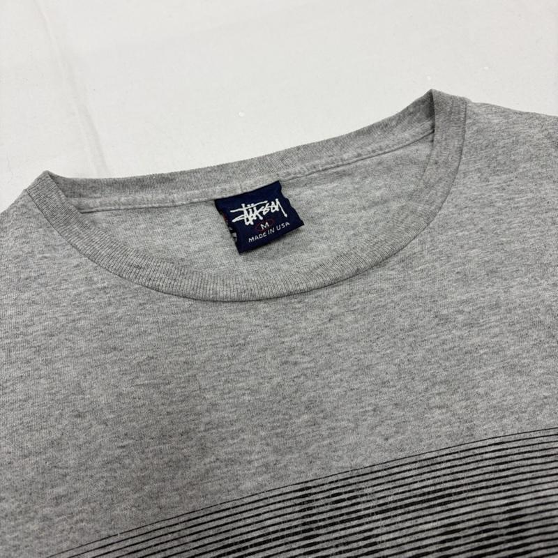 ステューシー STUSSY Tシャツ 半袖 90s OLD オールド ロゴ 両面 プリント 半袖 TシャツUSA製 紺タグ M ロゴ、文字 X プリント 灰 / グレー / gray メンズ USED 古着 中古 50160016
