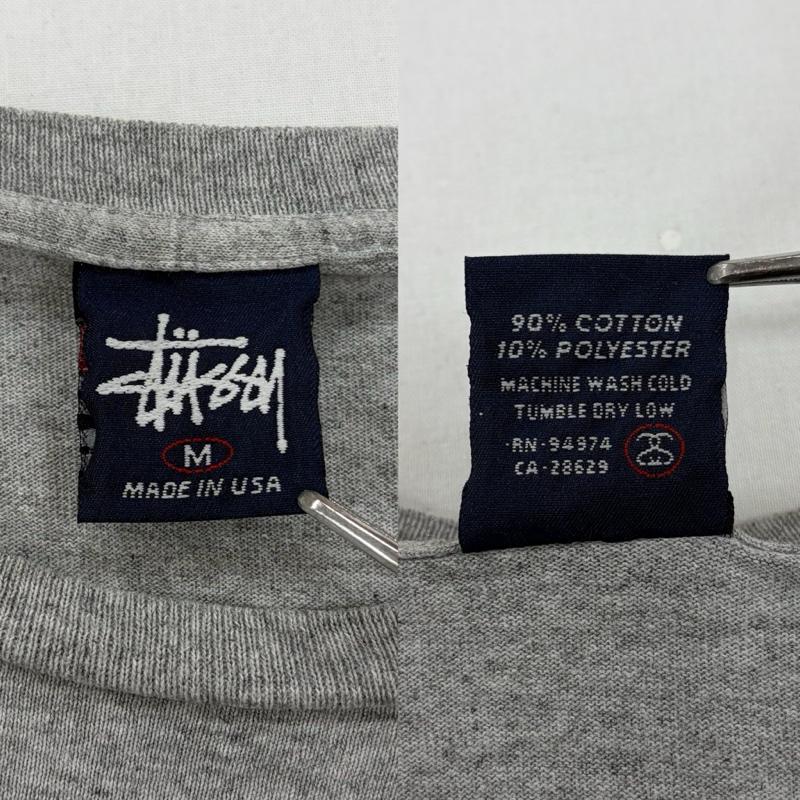 ステューシー STUSSY Tシャツ 半袖 90s OLD オールド ロゴ 両面 プリント 半袖 TシャツUSA製 紺タグ M ロゴ、文字 X プリント 灰 / グレー / gray メンズ USED 古着 中古 50160016